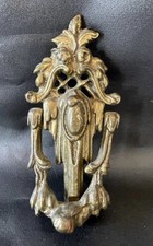 Antique Solid Brass Door Knocker 1910 Art Nouveau 297 Engraved On Back