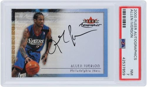 Allen Iverson Philadelphia 76ers Signed 2000 Fleer Autographics #NNO PSA 7 Card - Picture 3 of 3