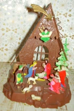 Vintage Christmas Decoration Plastic Manger Nativity Creche  5 x 6 inches