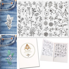 50Pcs Embroidery Pattern Water Soluble Embroidery Stabilizers, Stick and Stitch