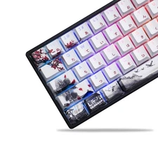 XVX PBT Japanese Keycaps, Shine Through White Keycap, Plum Blossom Custom Key...