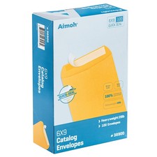 Aimoh 100 6 x 9 Self-Seal Brown Kraft Catalog Envelopes - 28lb, 100 Count, Ul...
