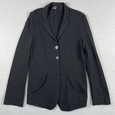 Lilith Lagenlook Notch Collar Black Long Sleeve Three Button Blazer Women s S