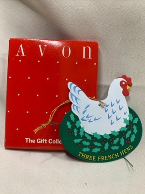 Avon Twelve 12 Days of Christmas Vintage Metal Ornament * Three French Hens 