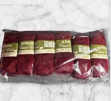 Patons DK Superwash Classic Wool Claret #12532 Lot Of 6 50g Each