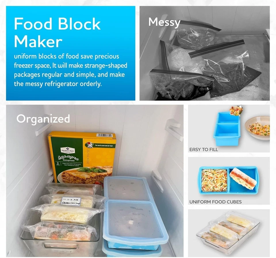 Silicone Freezer Trays with Lids, 1-Cup Soup Container Style Ice Cube Trays - Image 3 of 4