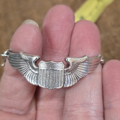 3 Different WWII Era Sterling Silver Pilots Wings Bracelet Sweetheart Balfour - Picture 6 of 9