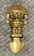 Solid Brass Tumi Vtg CUSCO PERU INCA Ceremonial Dagger Knife Wall Decor 6.75”