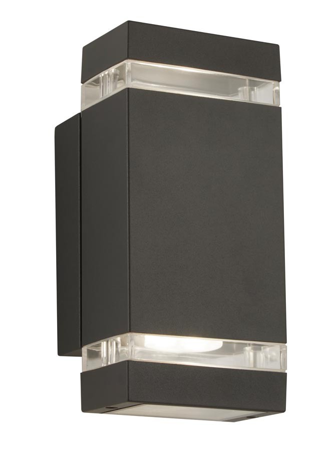 Outdoor Up Down Wall Light LED 2 Way GU10 IP44 Dark Grey Modern Searchlight