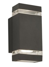 Image of Outdoor Up Down Wall Light LED 2 Way GU10 IP44 Dark Grey Modern Searchlight