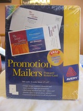 Avery Ink Jet Promotion Mailers w/Rotary Card Attached.100 Cards (2 per sheet)