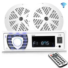 PLMRKT36WT 5.25 Inch Bluetooth Marine Stereo Receiver  Speaker Kit, White