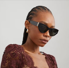 Image of New Saint Laurent Eyewear SL M94 Black Gold Logo Sunglasses.