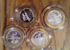 Lot of 4 Casino $10 Silver Strike Strikes .600 per ounce of .999 each (008)