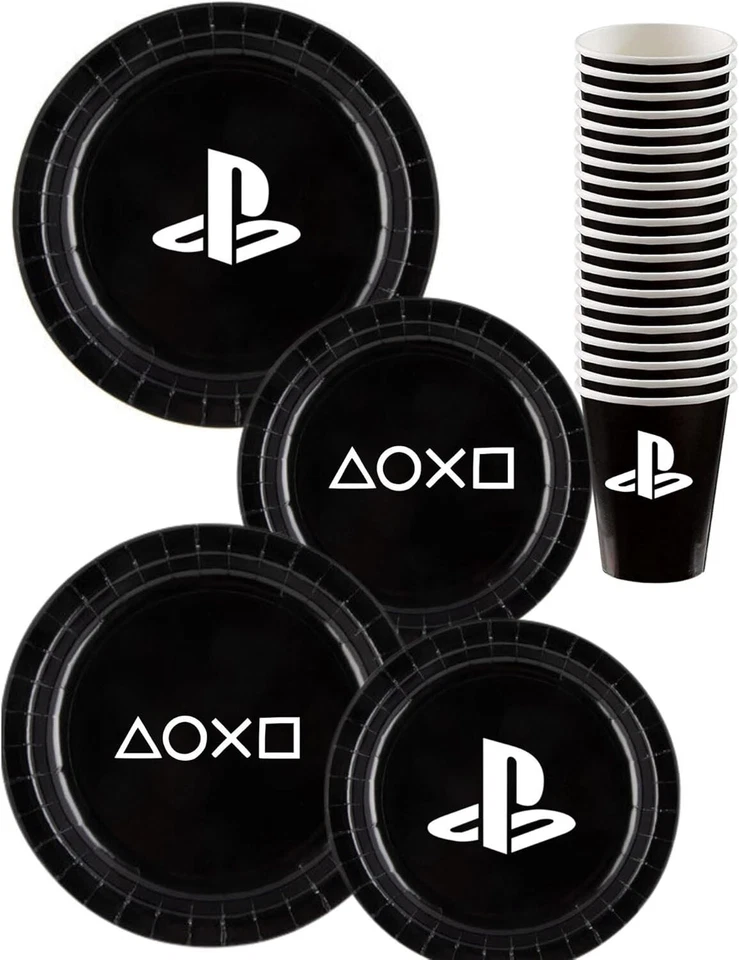 Compartir Juego de suministros personalizados para fiestas para juegos, placas negras con consola e icono de botón Foto 4 de 4