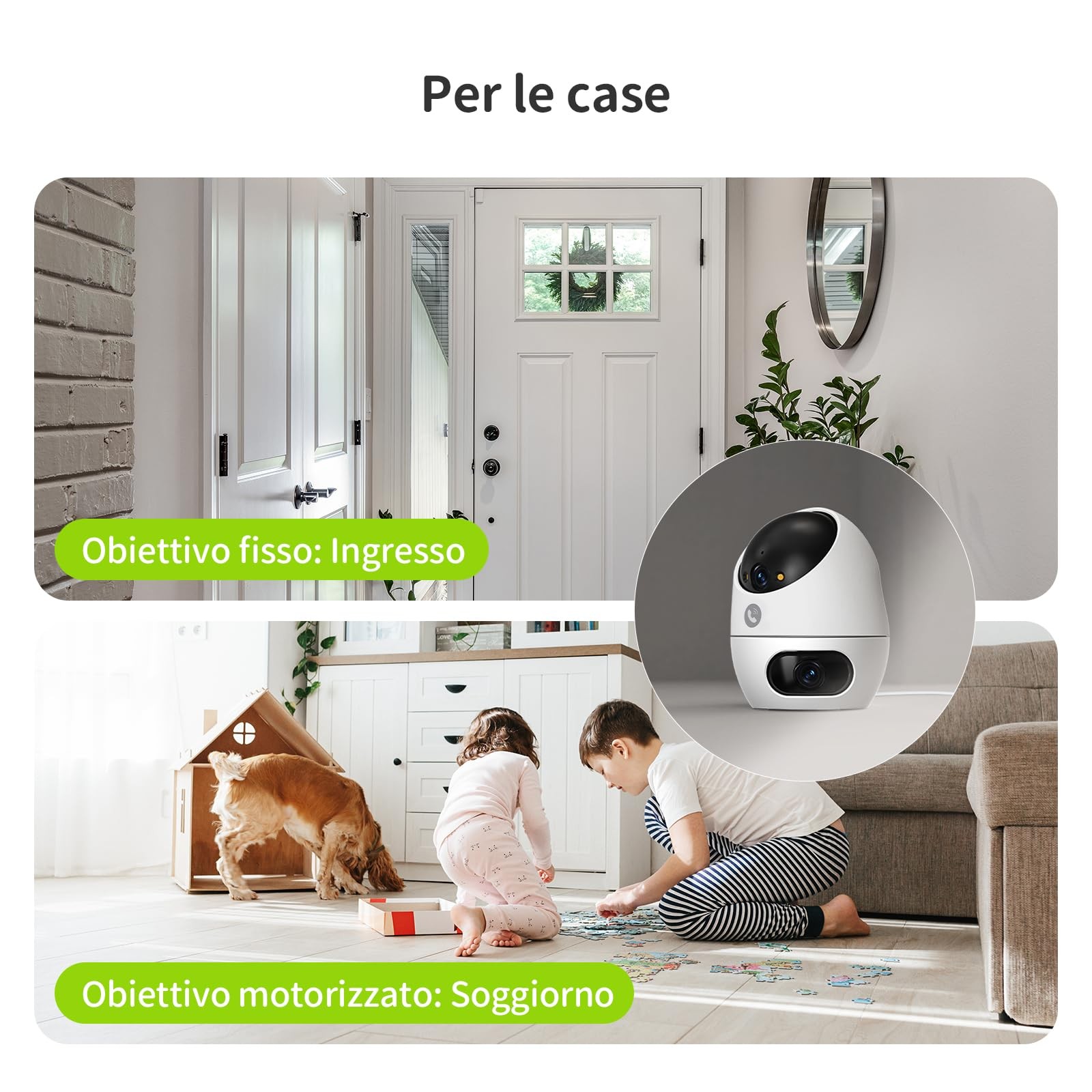 3K 3K (5MP 5MP) Telecamera per interni a Doppio Obiettivo Sicurezza a 360° - 3
