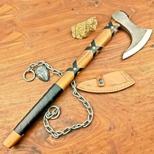 HAND FORGED Carbon Steel Viking VALHALLA Axe Tomahawk Throwing Axe, Sheath , WJ,