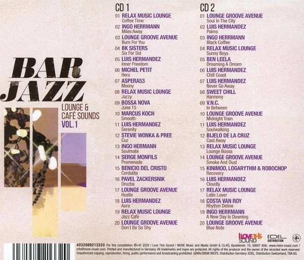 EDEL 2921332 BAR JAZZ LOUNGE & CAFÉ SOUNDS VOL.1 2025 CD 2x - Bild 2 von 3