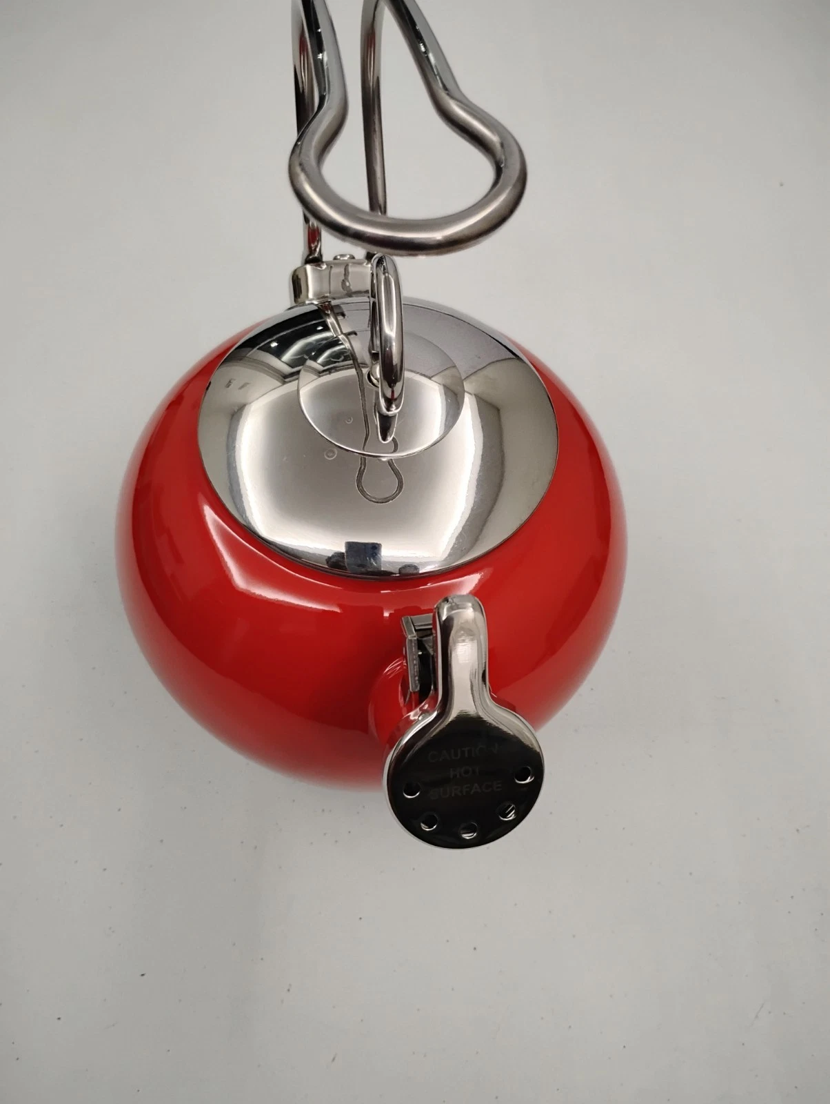 Aidea Tea Kettle Red Enamel Teapot Stovetop Whistling Teakettle for Home