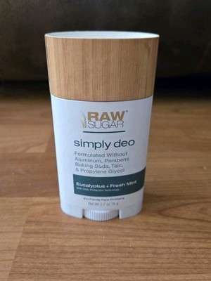 RAW SUGAR SIMPLY DEO DEODORANT Eucalyptus + Fresh Mint  2.7oz