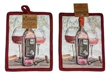 Set of 2 CHOICE WINE Toscana Potholders, by Kay Dee