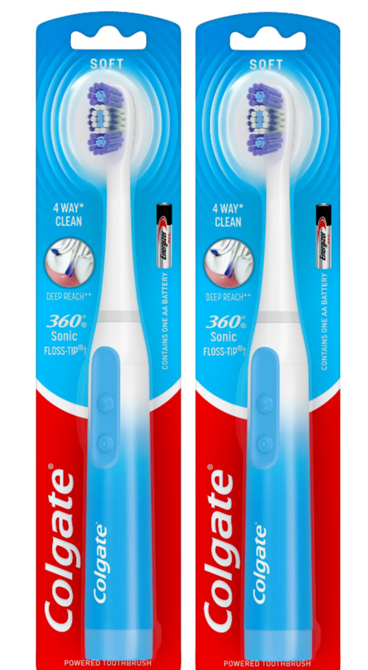 Colgate 360 Power Deep Clean Battery Operated Sonic Toothbrush, 2 Pack