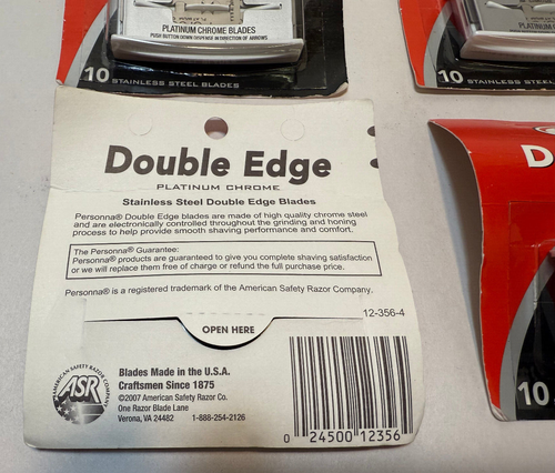 Lot of 4 Vintage Personna Stainless Steel Double Edge Blades Safety Razors - Picture 3 of 3
