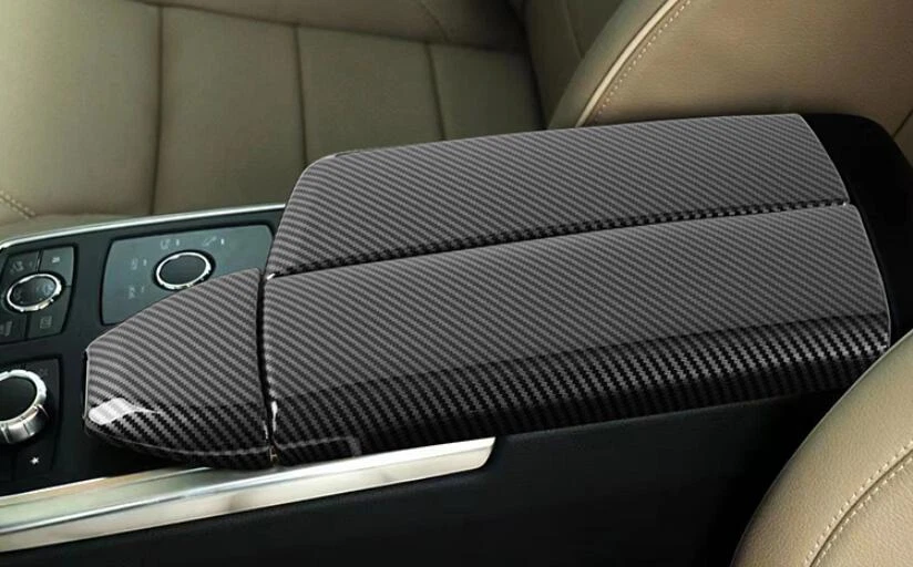 For Benz GL ML 2012-2015 ABS Carbon fiber Console Armrest Box Panel Cover 3PCS - Imagem 4 de 4