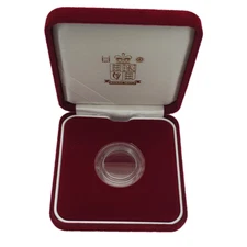 Royal Mint Red Velvet effect Case with Screw Type Capsule for Sovereign