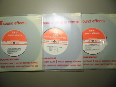BBC Sound Effects Vinyl Records X3:  Foley:  Doors, Windows, Barn, Lock, Knocker