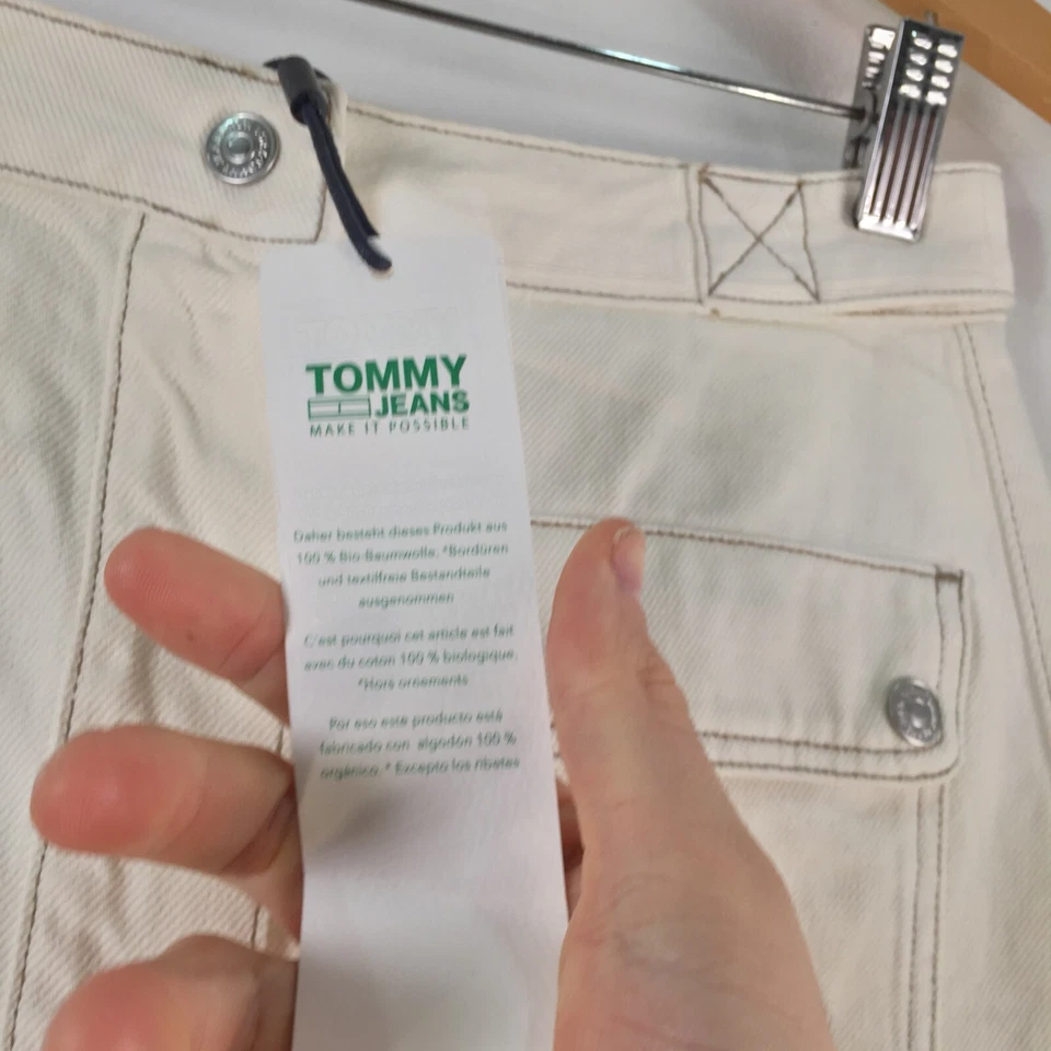 NUEVO Tommy Jeans Mujer Falda 27 Blanco Algodón Línea A Mini Denim Botón 111993 Foto 4 de 4