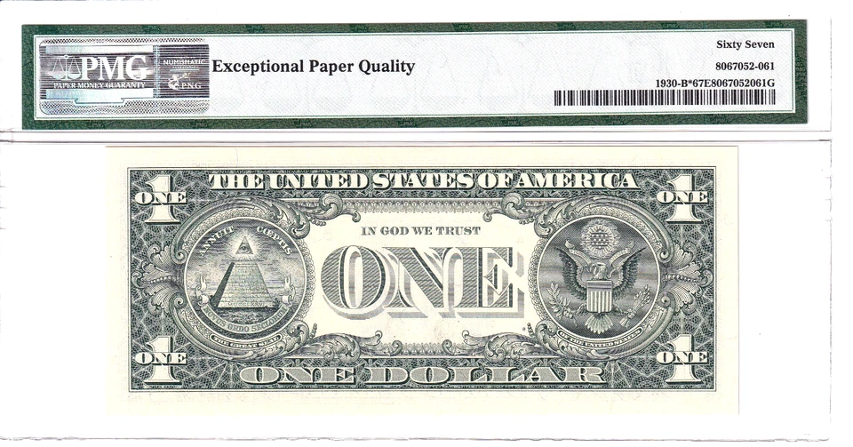 2003-A $1 FRN New York Only 320k Printed **STAR** PMG 67EPQ #B00239243* - Image 2 of 2