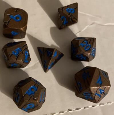 Warworn Gold Metal DnD Dice Set | Dungeons & Dragons AD&D New