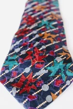 Men's Neck Tie 100% Silk by Zuni Moon Dark Blue Background with Astro Burst