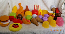 lot of 40 Kids pretend play plastic food items-fruit, veggies, ice cream,  more