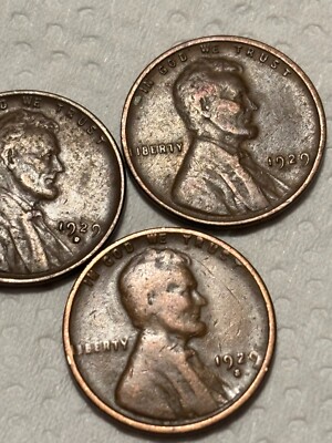 1929 p,d,s lincoln cents 3 coins one price free shipping