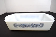 Vtg Royal Currier & Ives Ovenware Loaf Pan Baking Dish Harvest Scene 9" x6" EUC