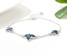 Silver Blue Crystal Butterfly Necklace Women's Jewelry