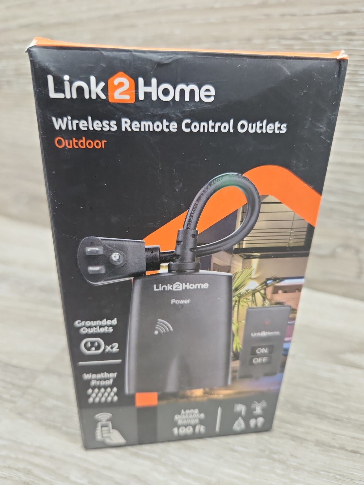 Link2Home 15 Amp Wireless Outdoor Remote Control Outlet Switch - 1 RCV, Black