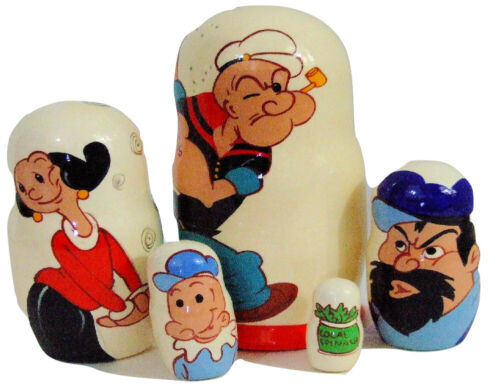 5pcs Hand Painted Russian Nesting Doll of Popeye The Sailor Man - Picture 1 of 4