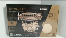 ROKR Air Vehicle 3D Wooden Puzzle Kit Mechanical Gears LK702 New