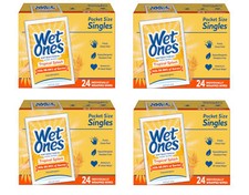 Wet Ones Hand Wipes Singles, Tropical Splash, 24 Ct - Pack of 4