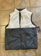 New Mens Large Puffer Vest Gray Swiss Tech Warmth Lightweight Water Resist Golf