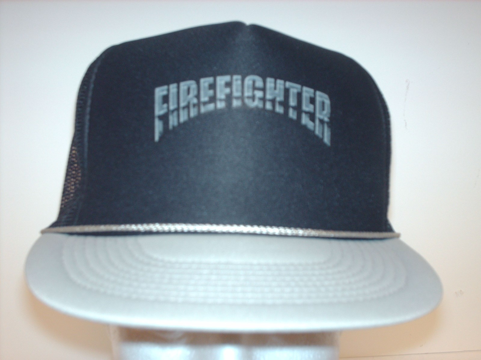 Mesh Foam trucker hat ball cap black Gray Firefighter Fireman 5-6