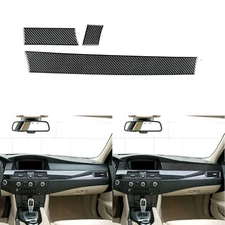 3Pcs Real Carbon Fiber Interior Dashboard Cover Trim For BMW 5 Series E60 04-10
