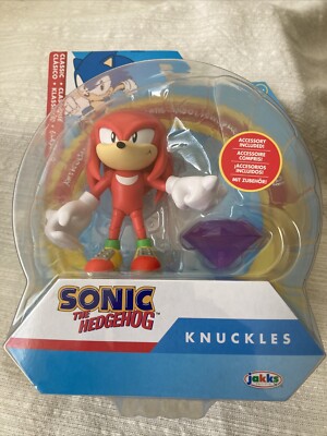 Sonic the Hedgehog CLASSIC KNUCKLES w/ Purple Chaos Emerald 4'' Figure NEW!