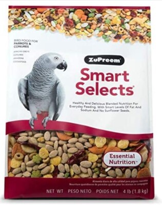 ZuPreem Smart Selects Parrot conure Food african eclectus amazon mix 4lb