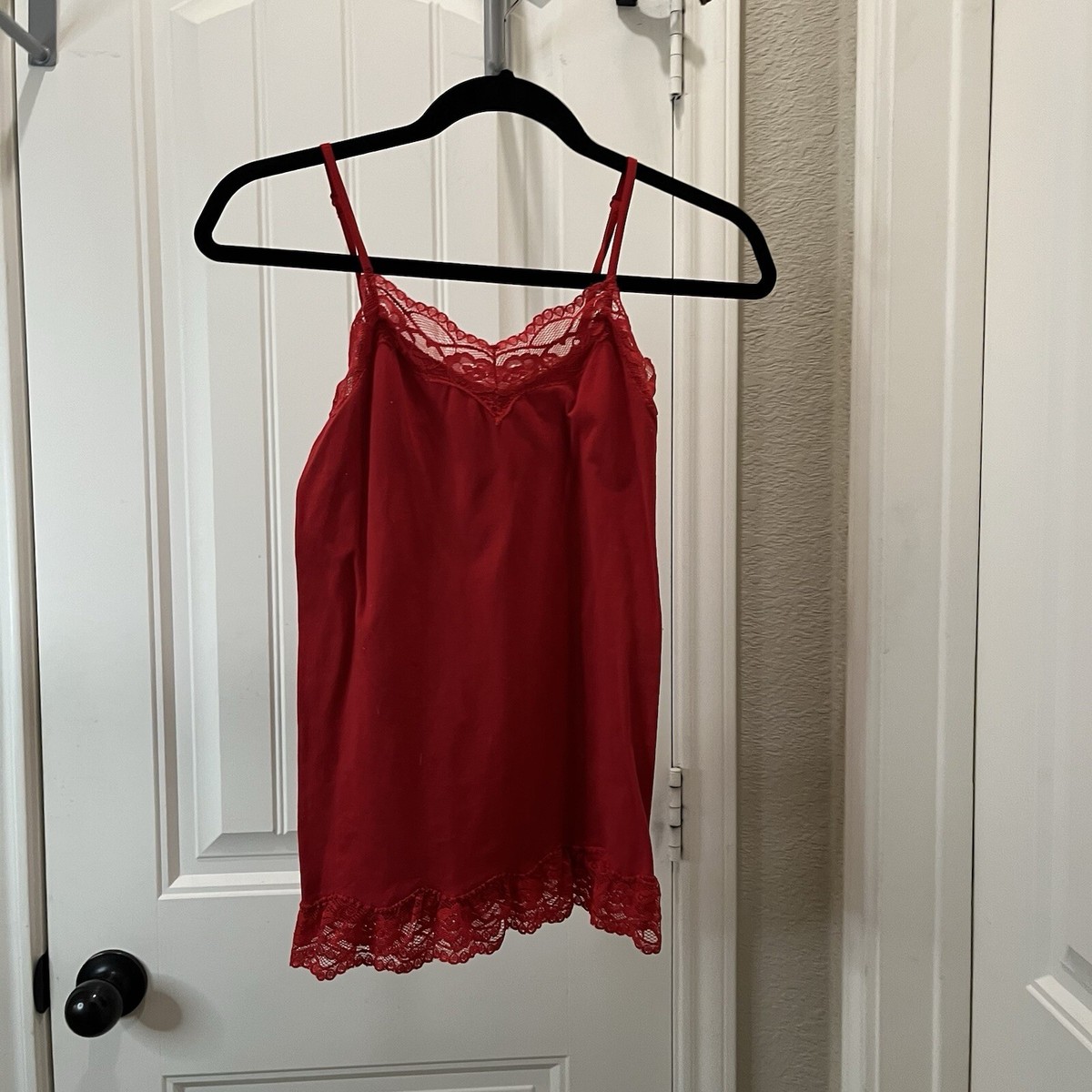 Bongo Red Lace Cami Tank Top Spaghetti Strap Women Size M Vintage