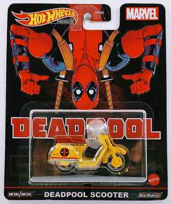 Hot Wheels 1/64 Marvel DeadPool Scooter Metal Diecast Car Model Toy