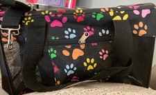 NWT CAT DOG KITTY KITTEN SMALL PET CARRIER AIRLINE SOFT TRAVEL BAG BLACK-MULTI